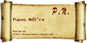 Pupos Nóra névjegykártya